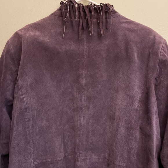 Dialogue Leather Jacket Womens 1X Plus Size Purple Seude Fringe‎ Western Boho - Picture 5 of 10